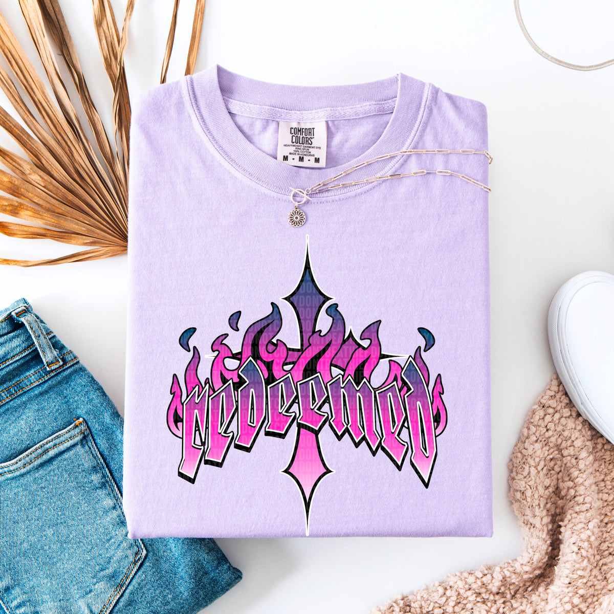 Redeemed purple flames 93641 DTF transfer