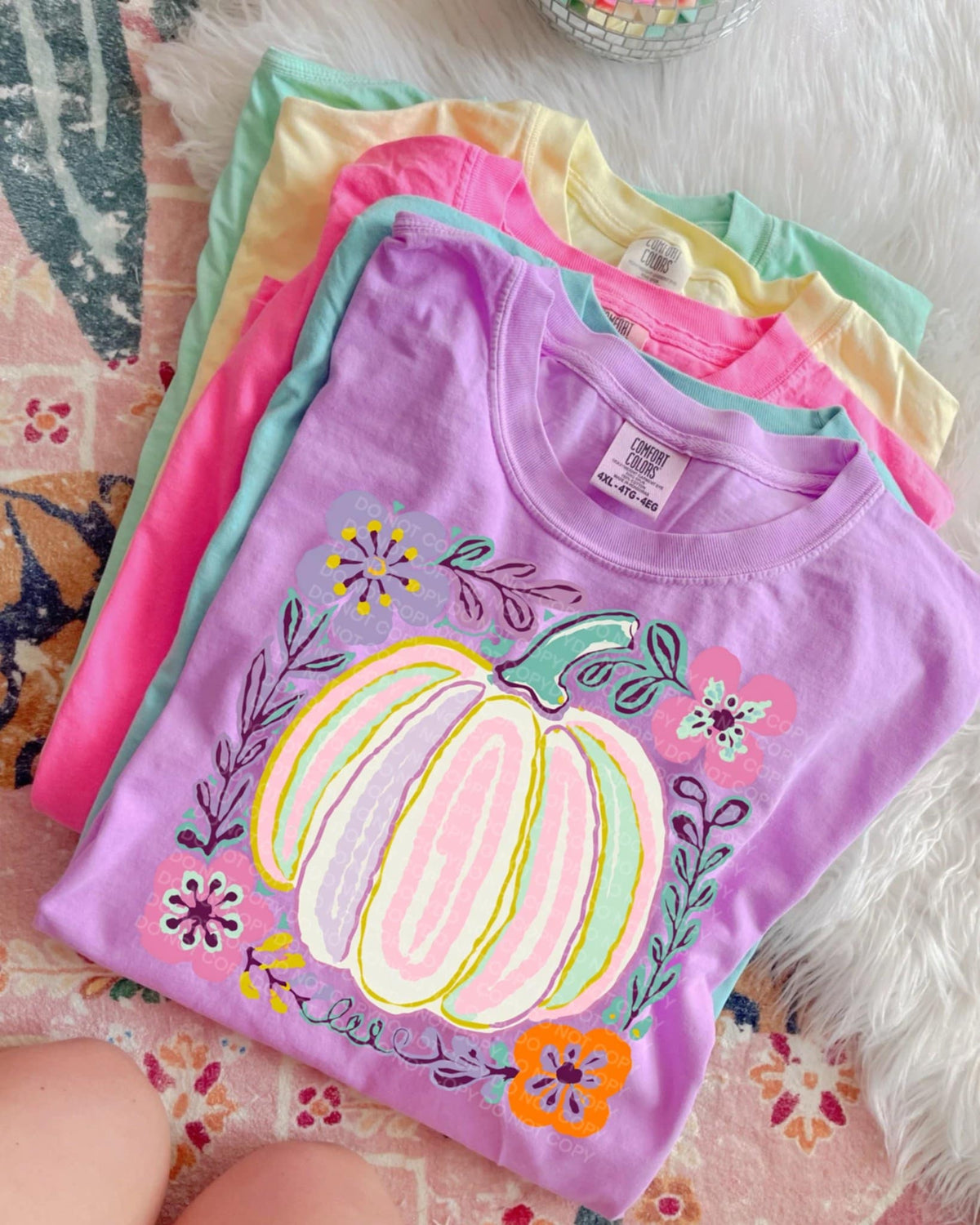 Pastel Pumpkin with abstract flowers (SCG) DTF transfer