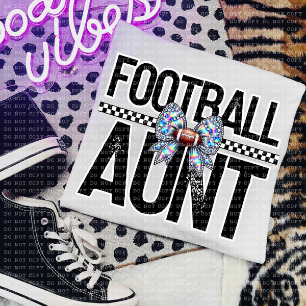 Football aunt rhinestone bow (ECHT) 58784 DTF transfer