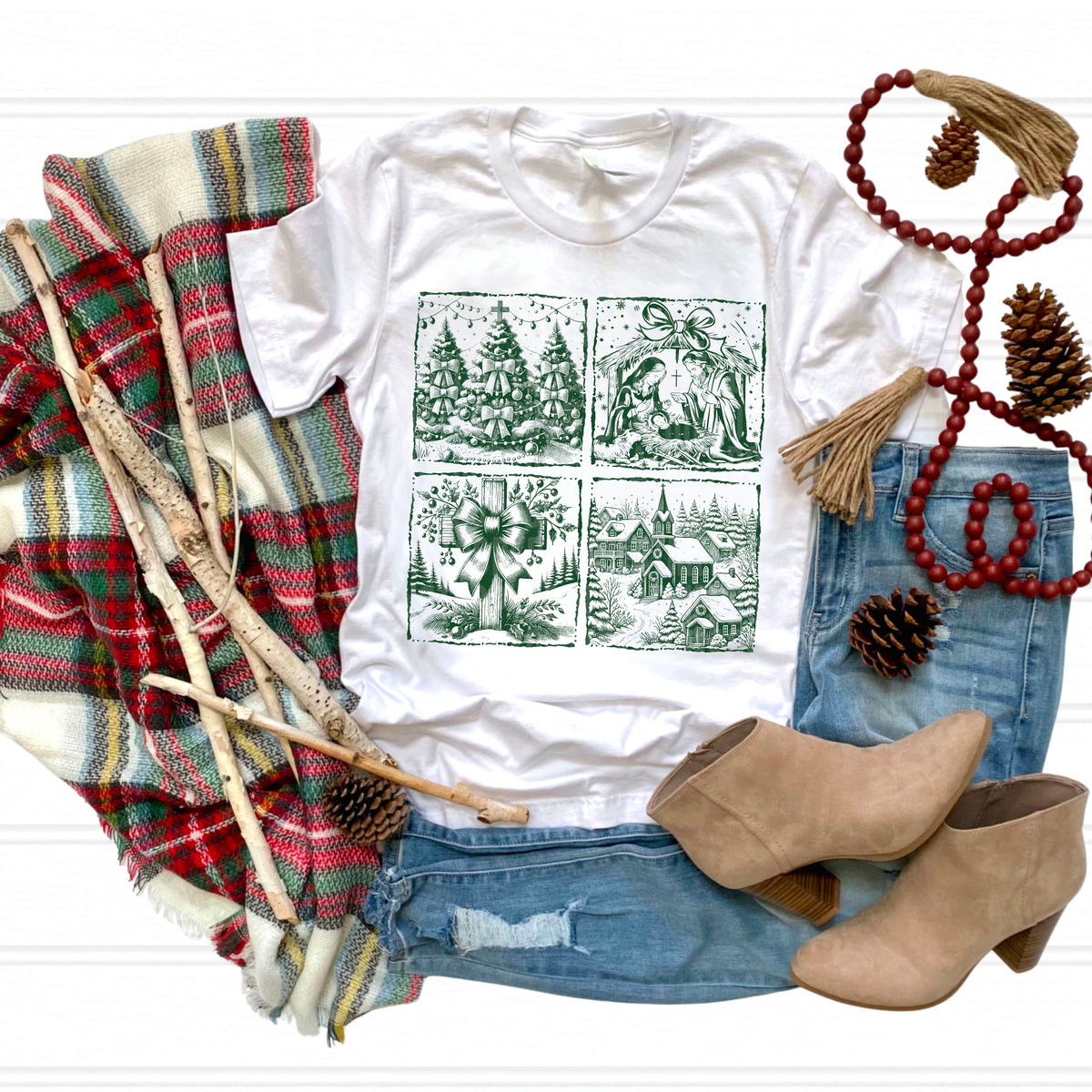 Christmas Scenes square frames (GREEN) 116680 DTF transfer