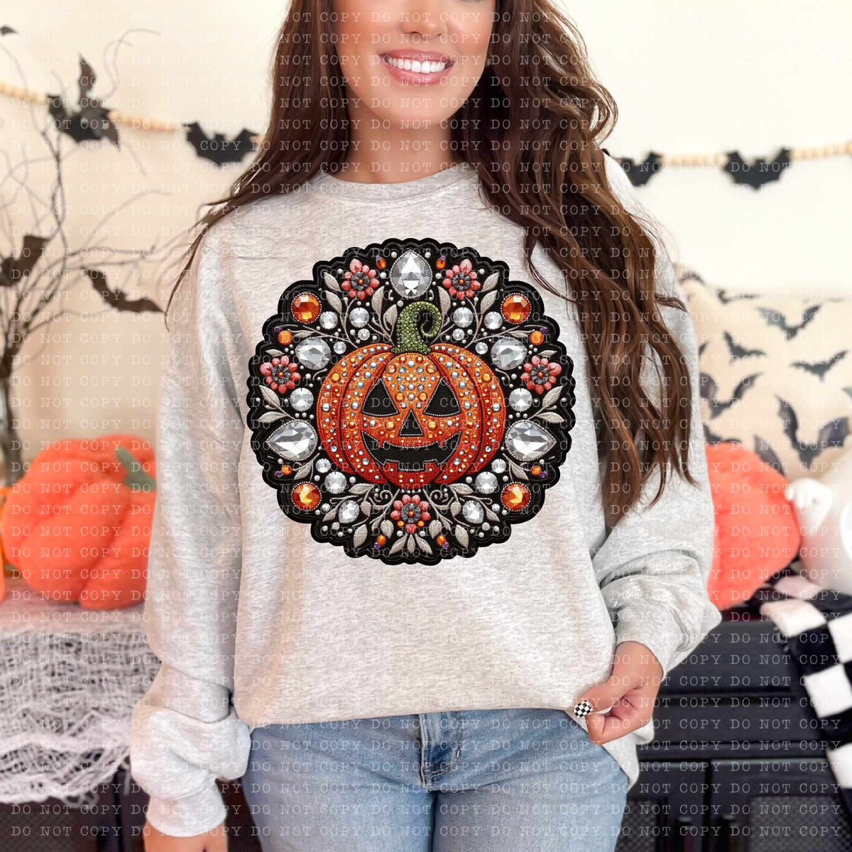 Rhinestone pumpkin gems circle (ECHT) 53645 DTF transfer