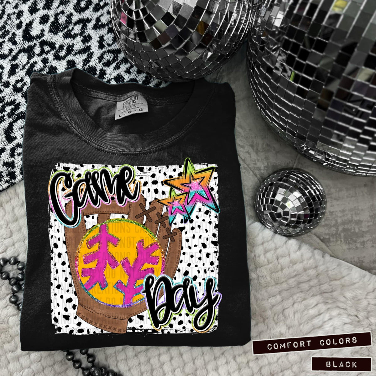 Game day softball colorful stars 95945 DTF transfer