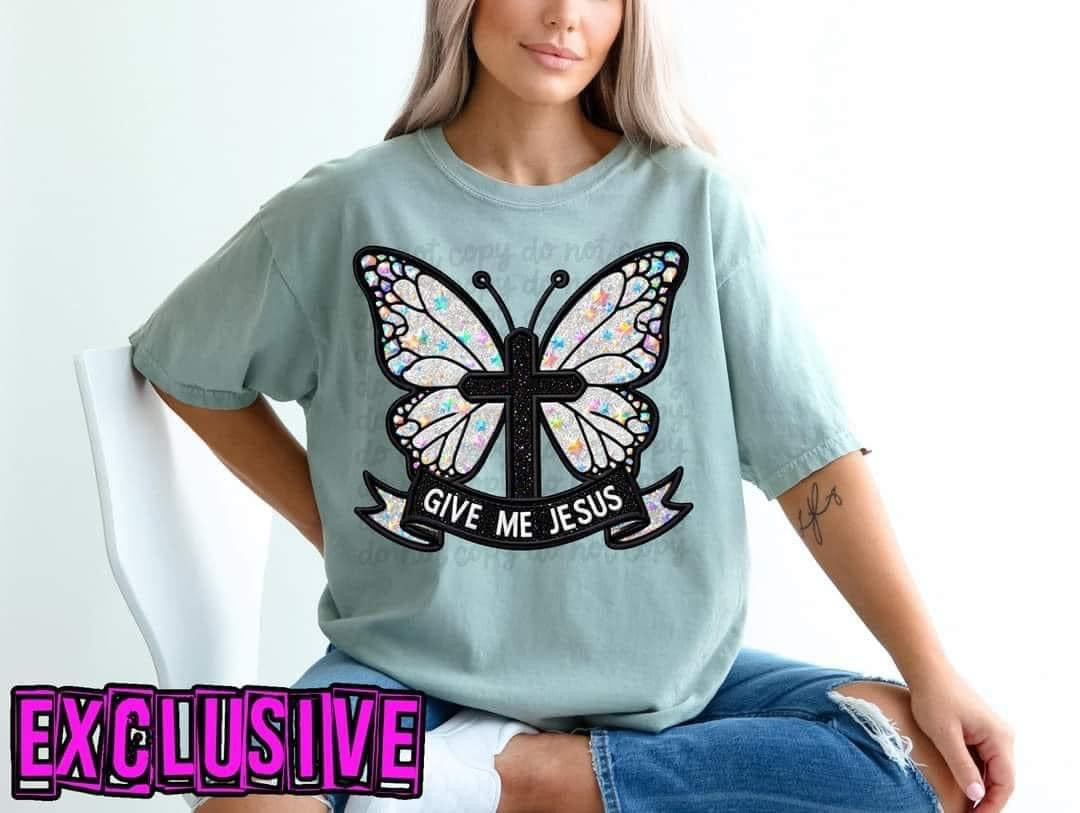 Give me Jesus (butterfly and cross) 56029 DTF transfer