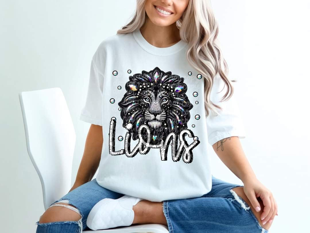 Lions bedazzled mascot 53579 DTF transfer