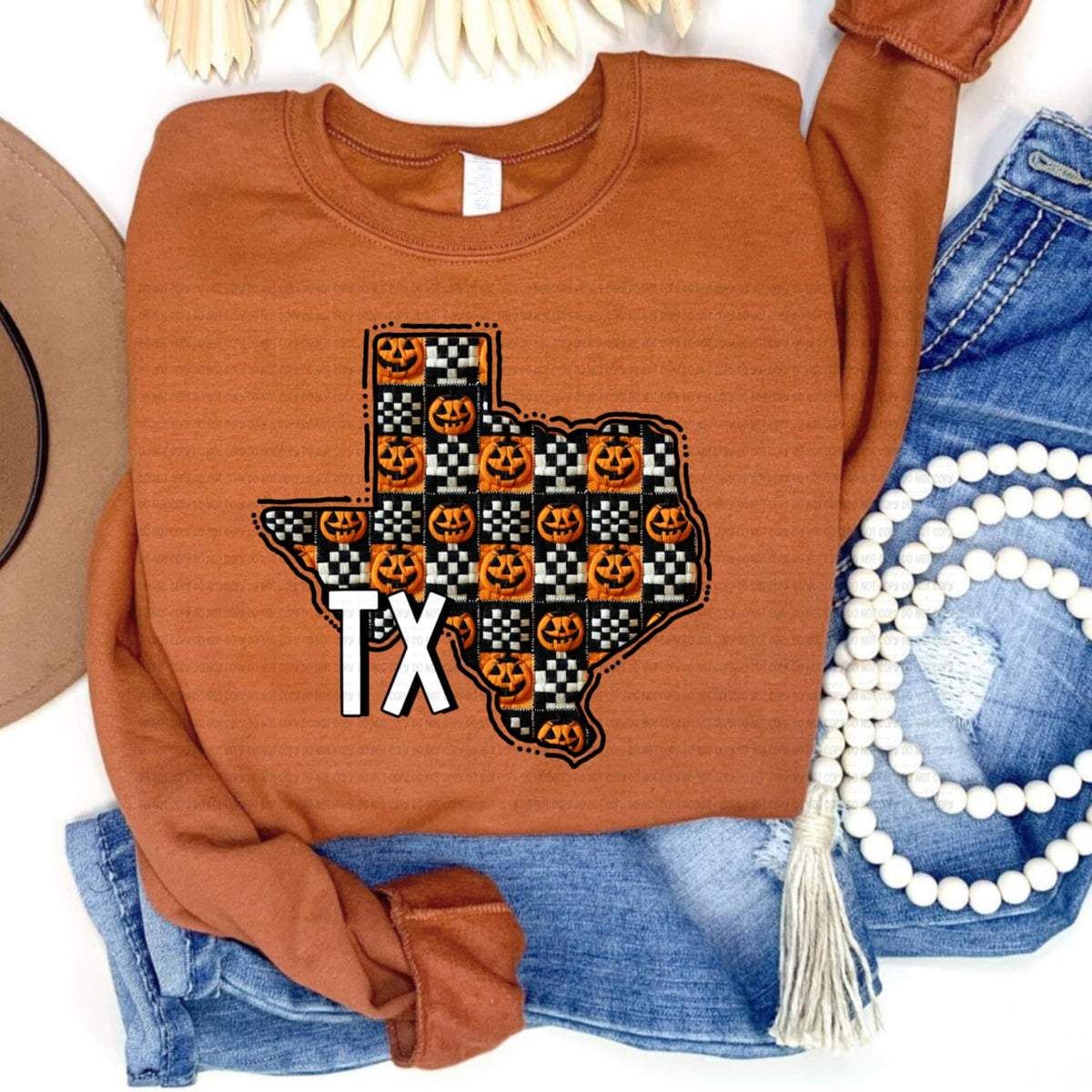 Texas pumpkin checker REVEL DTF transfer