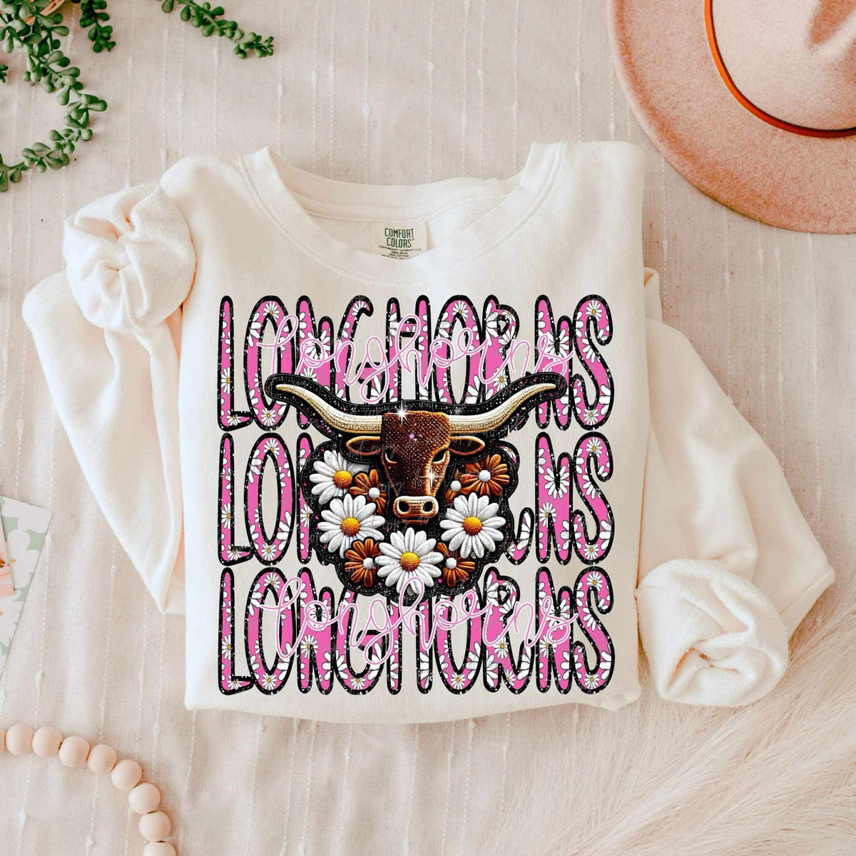 Longhorns floral stacked 80650 DTF transfer