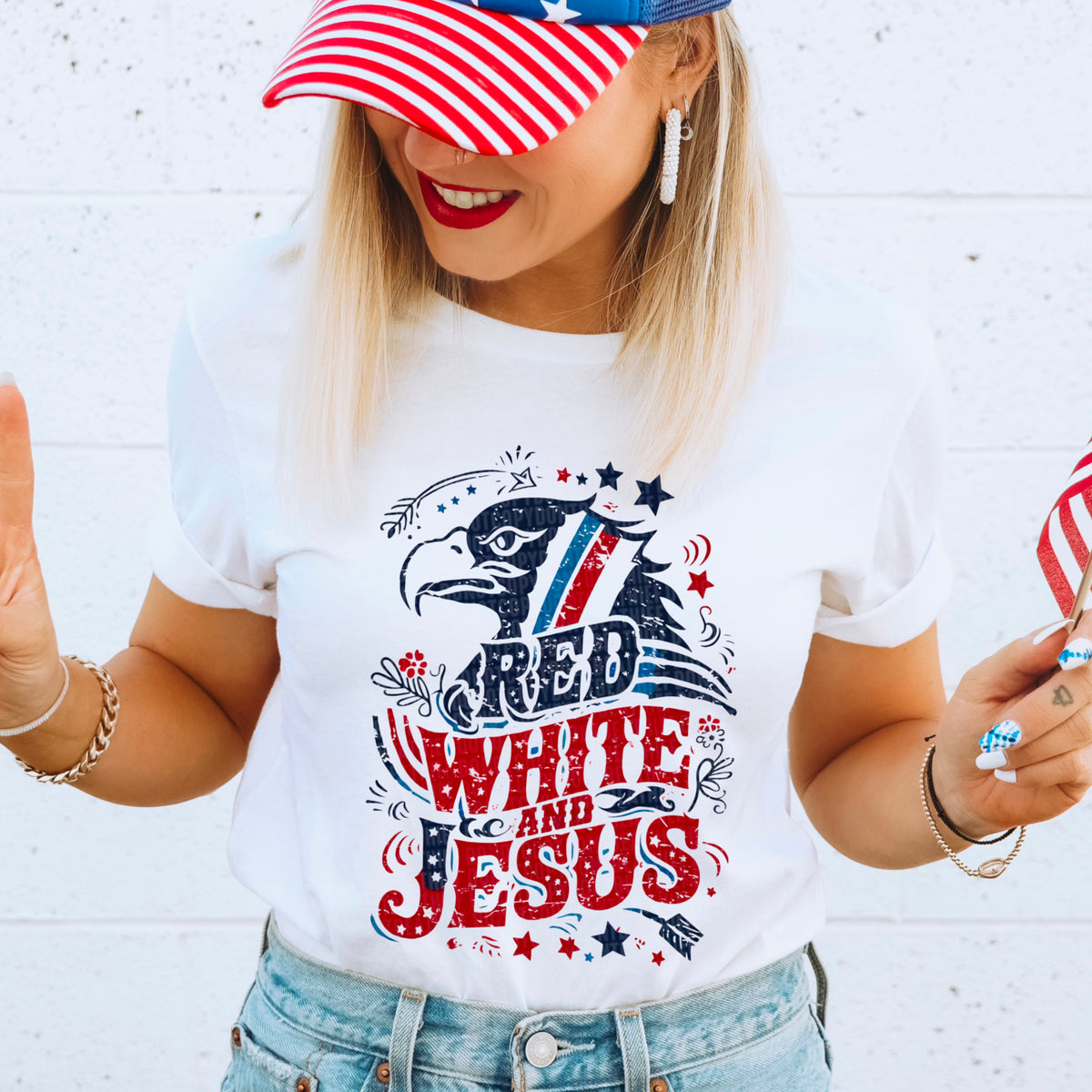 Red white and Jesus 95540 DTF transfer