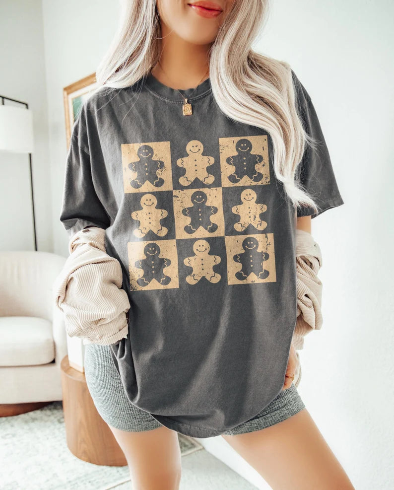 Checkered gingerbread men collage 67613 DTF transfer