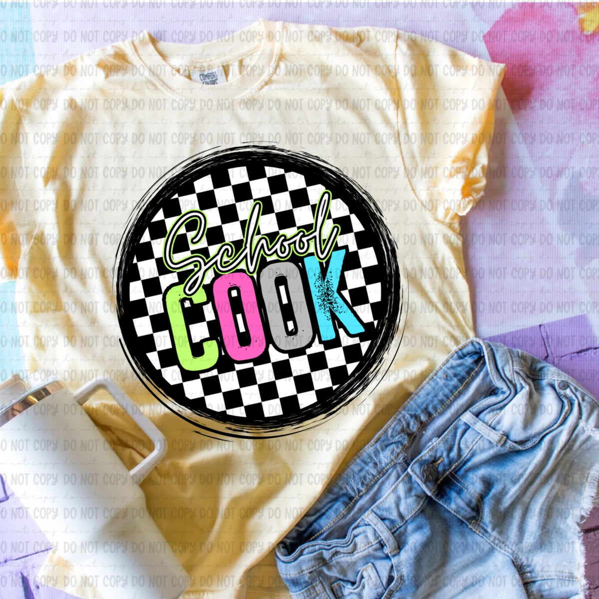 School cook retro circle GIRL 106575 DTF transfer