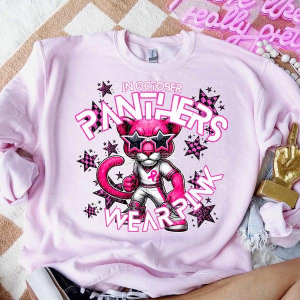 In October panthers wear pink mascot PINK 60016 DTF transfer