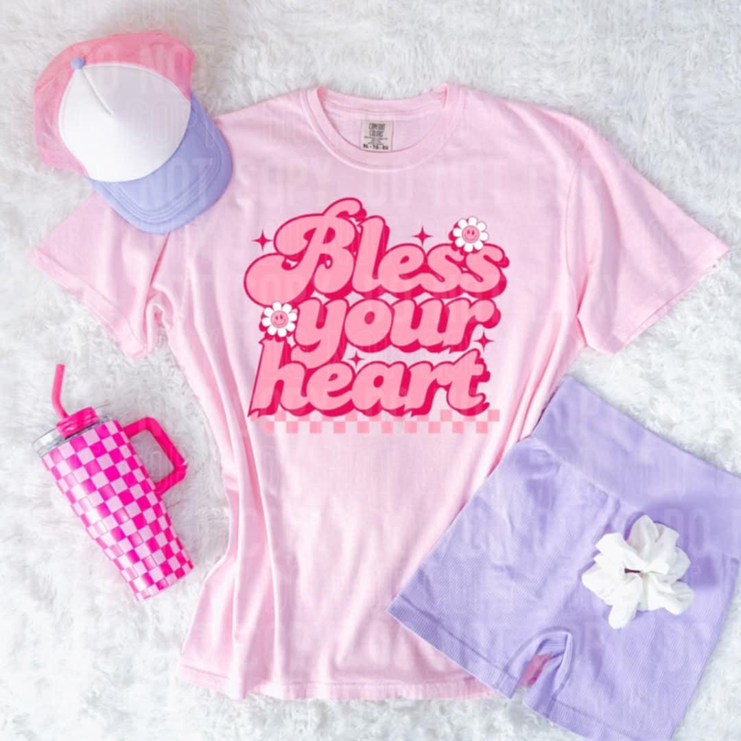 Bless your heart pink 106246 DTF transfer