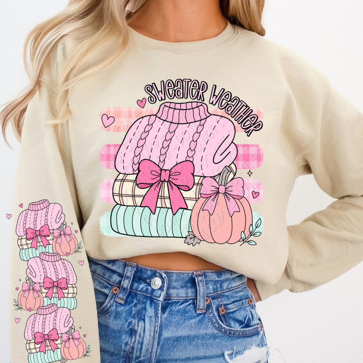 Sweater weather stacked sweaters SLEEVE ONLY (DWS) DTF Transfer