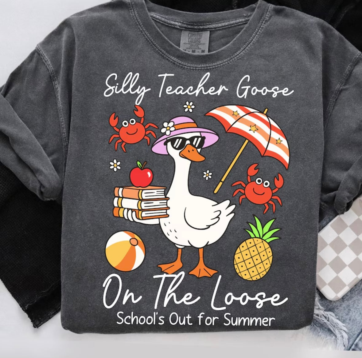 Silly teacher goose on the loose WHITE DTF transfer