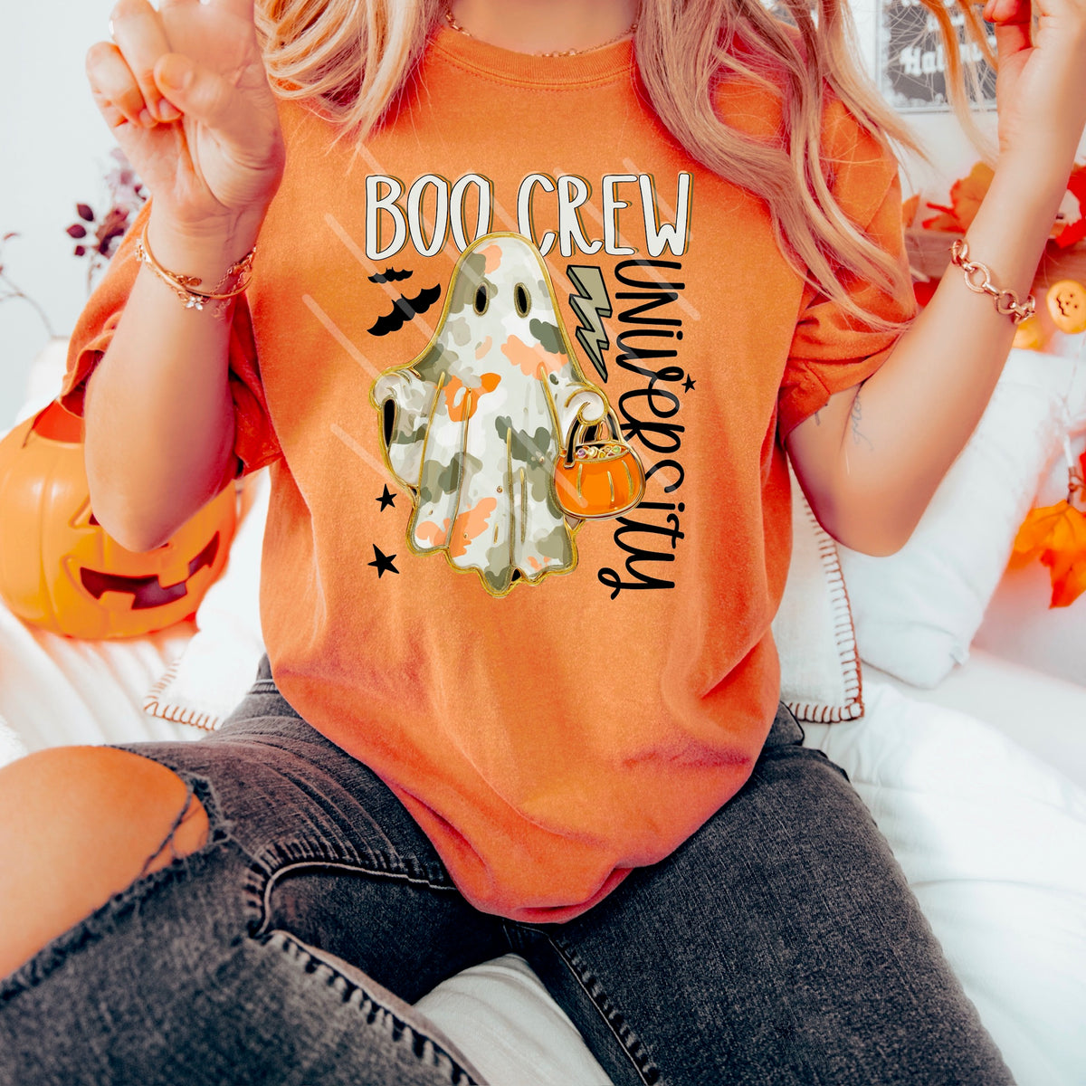 Boo Crew University camo Ghost (saved) 110452 DTF transfer