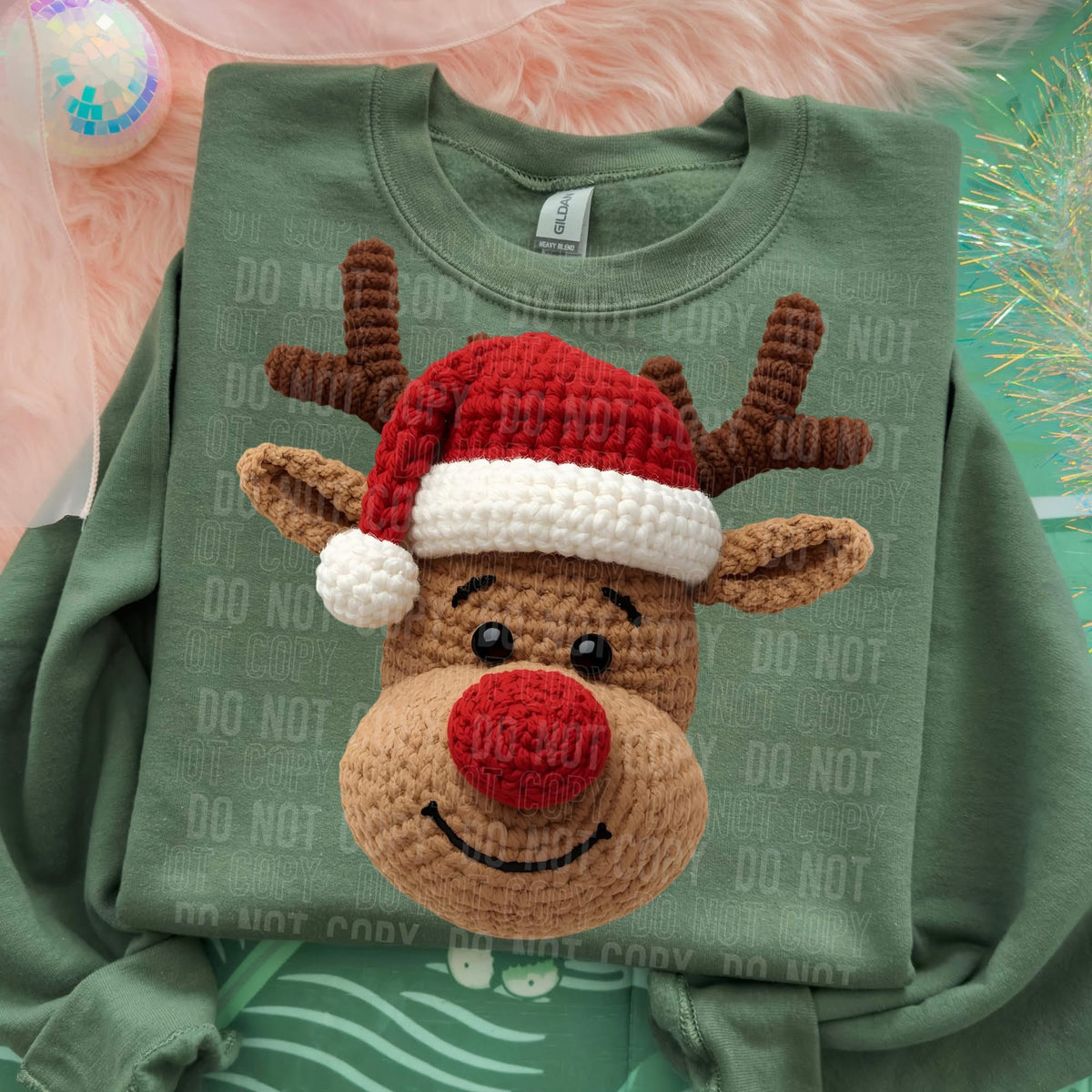 Faux Yarn /crochet Reindeer (Sbb) DTF Transfer