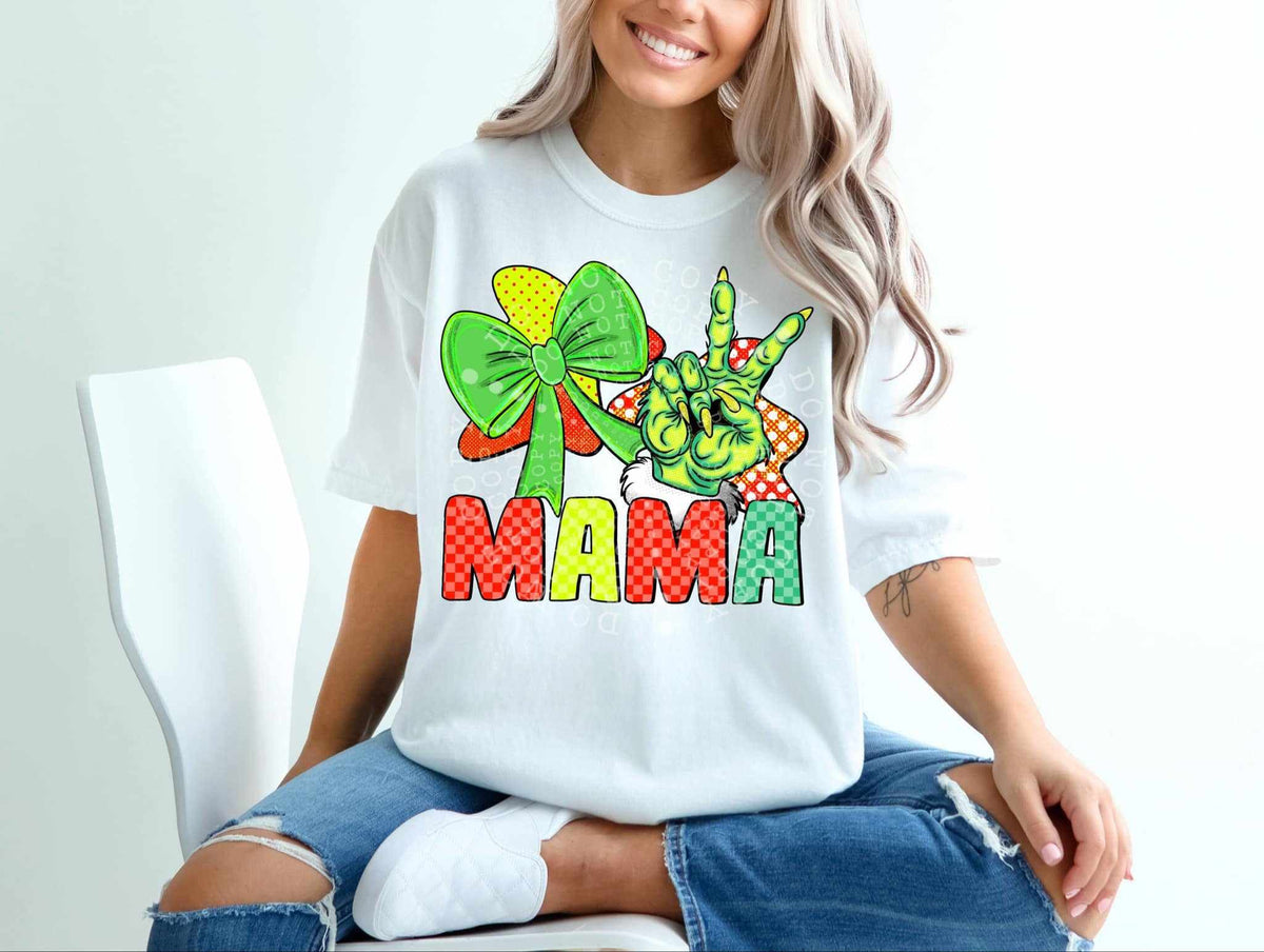 Mama colorful green bow 65734 DTF transfer