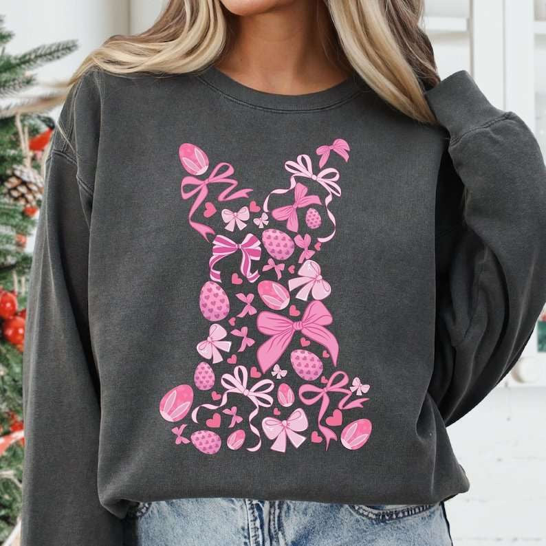 Bow filled bunny 77665 DTF transfer