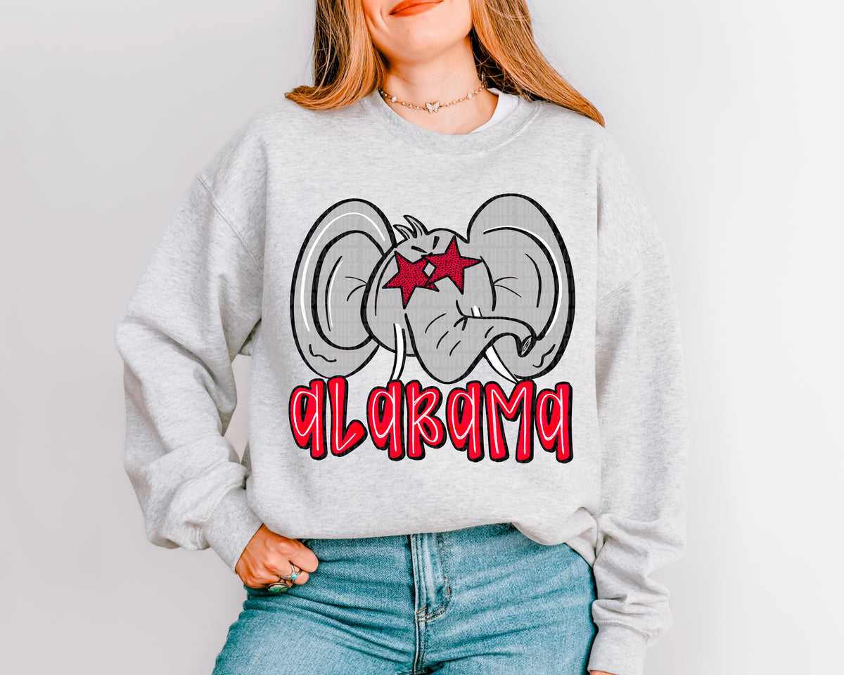 Alabama red font 93781 DTF transfer