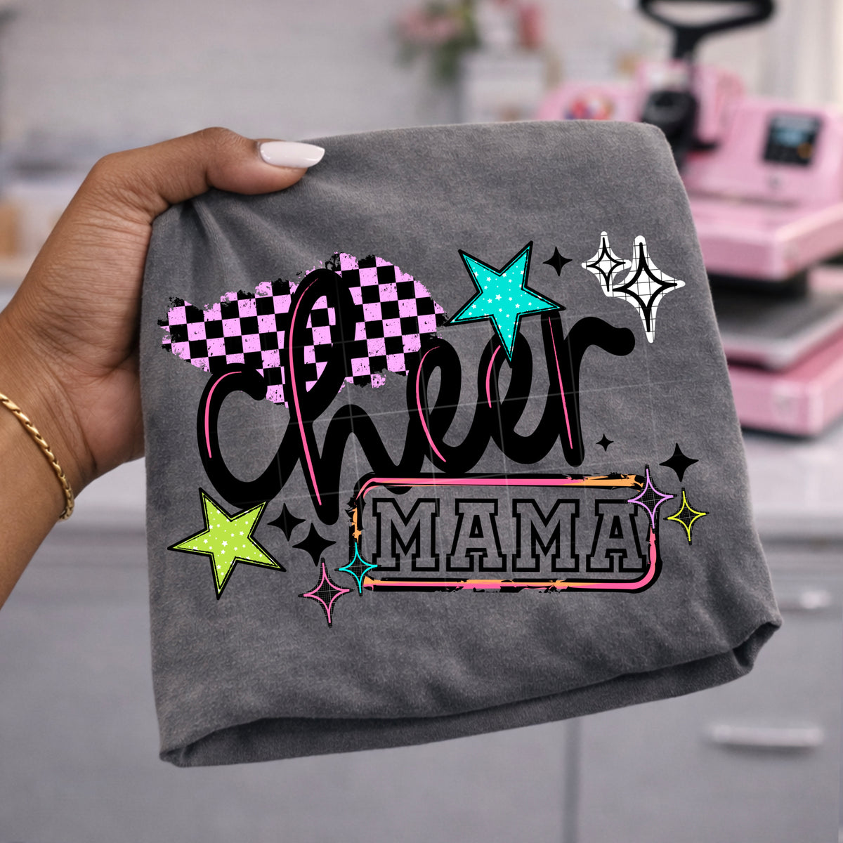 Cheer mama colorful with stars (CSC) DTF Transfer