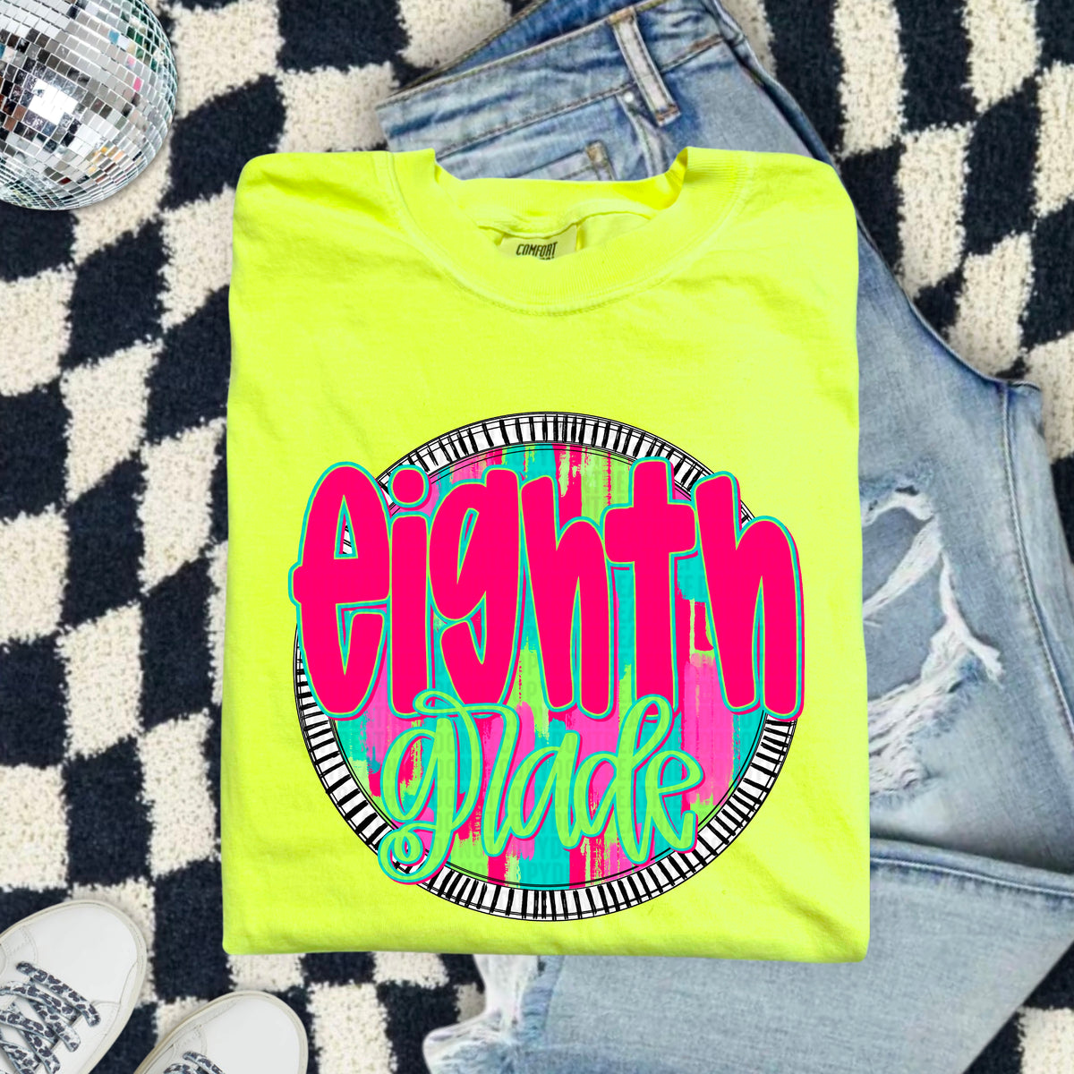 Eighth grade pink font circle 103880 DTF transfer