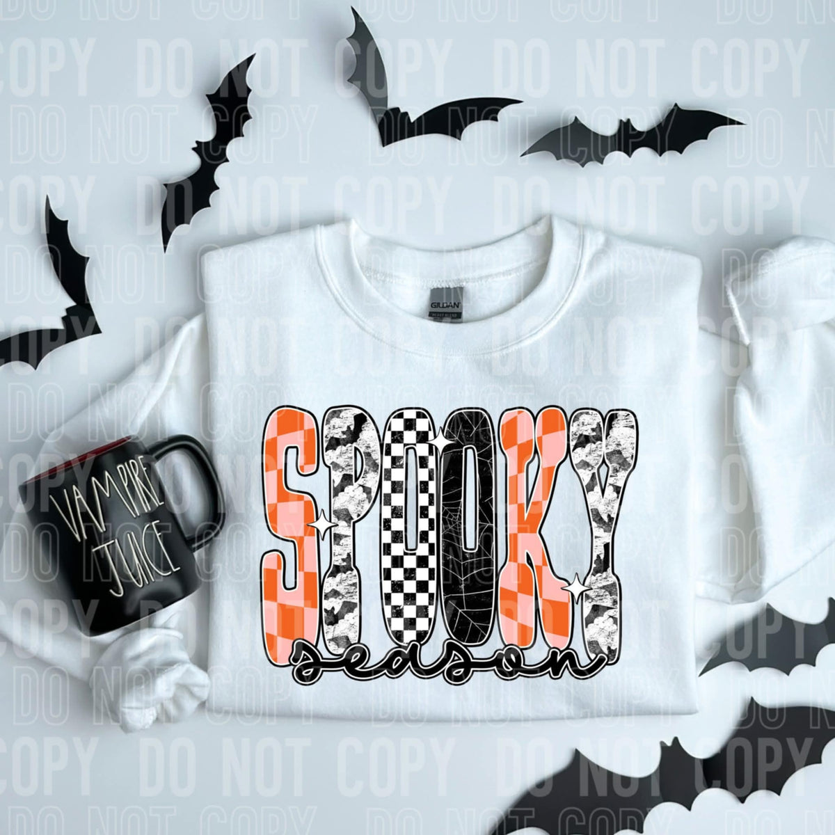 Spooky Season pink and orange checker black webs SBB DTF transfer