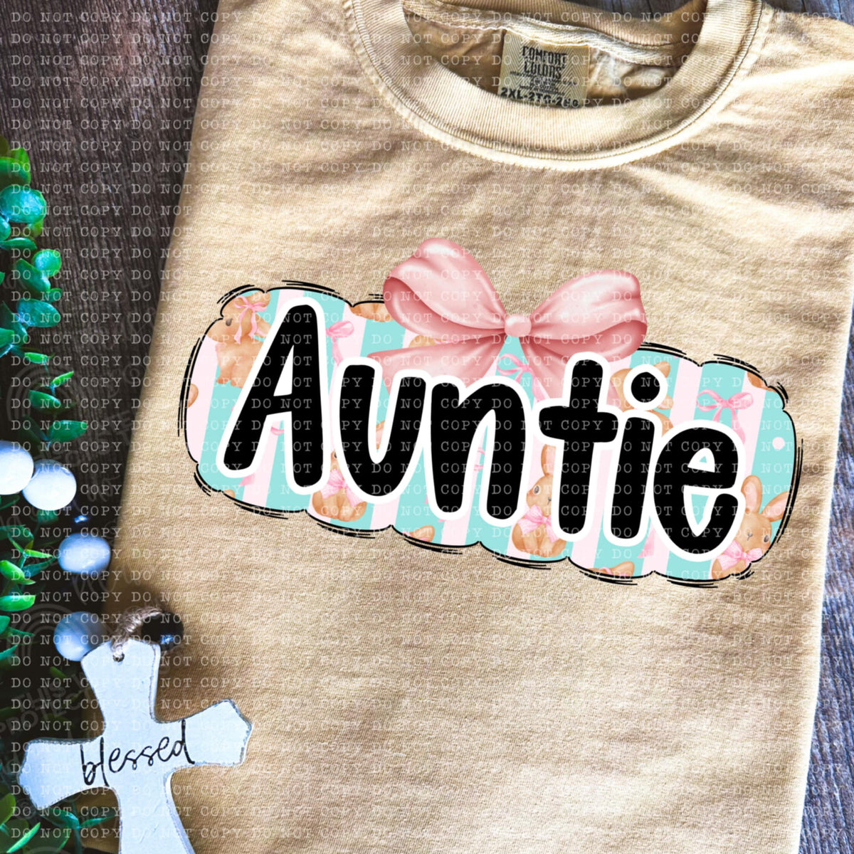 Auntie bunny background (ECHT) 85634 DTF transfer