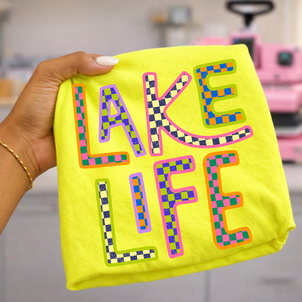 Lake Life colorful checker (CSC) DTF Transfer