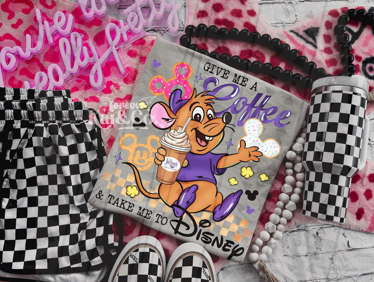 Give me a coffee purple mouse Tuesday Deal DTF