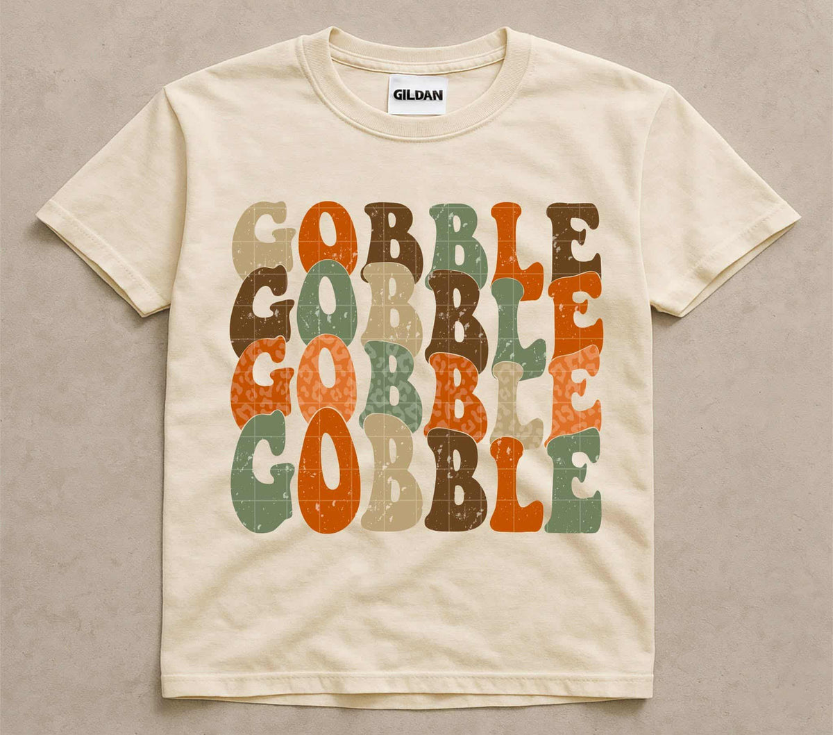 Gobble stacked with leopard (Linda) DTF transfer