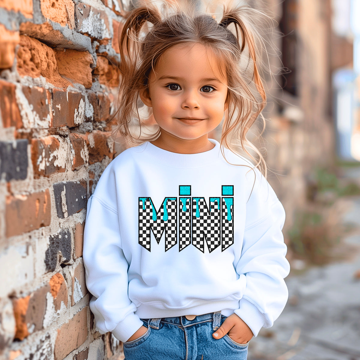Mini blue and checkered 93754 DTF transfer