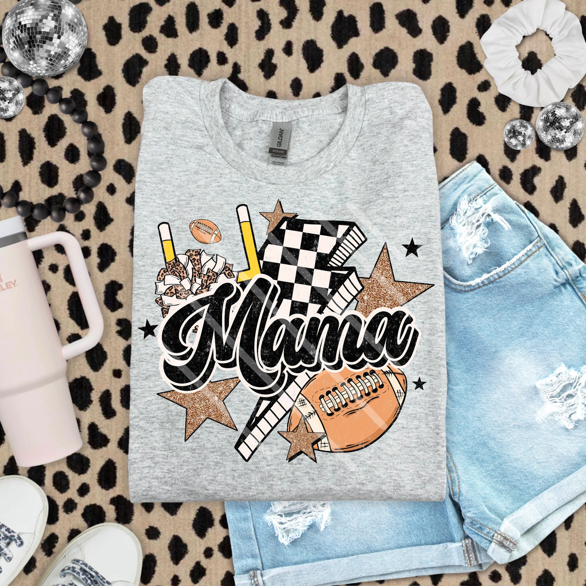 Mama Football Checker Lightning Bolt scarlow 110331 DTF transfer