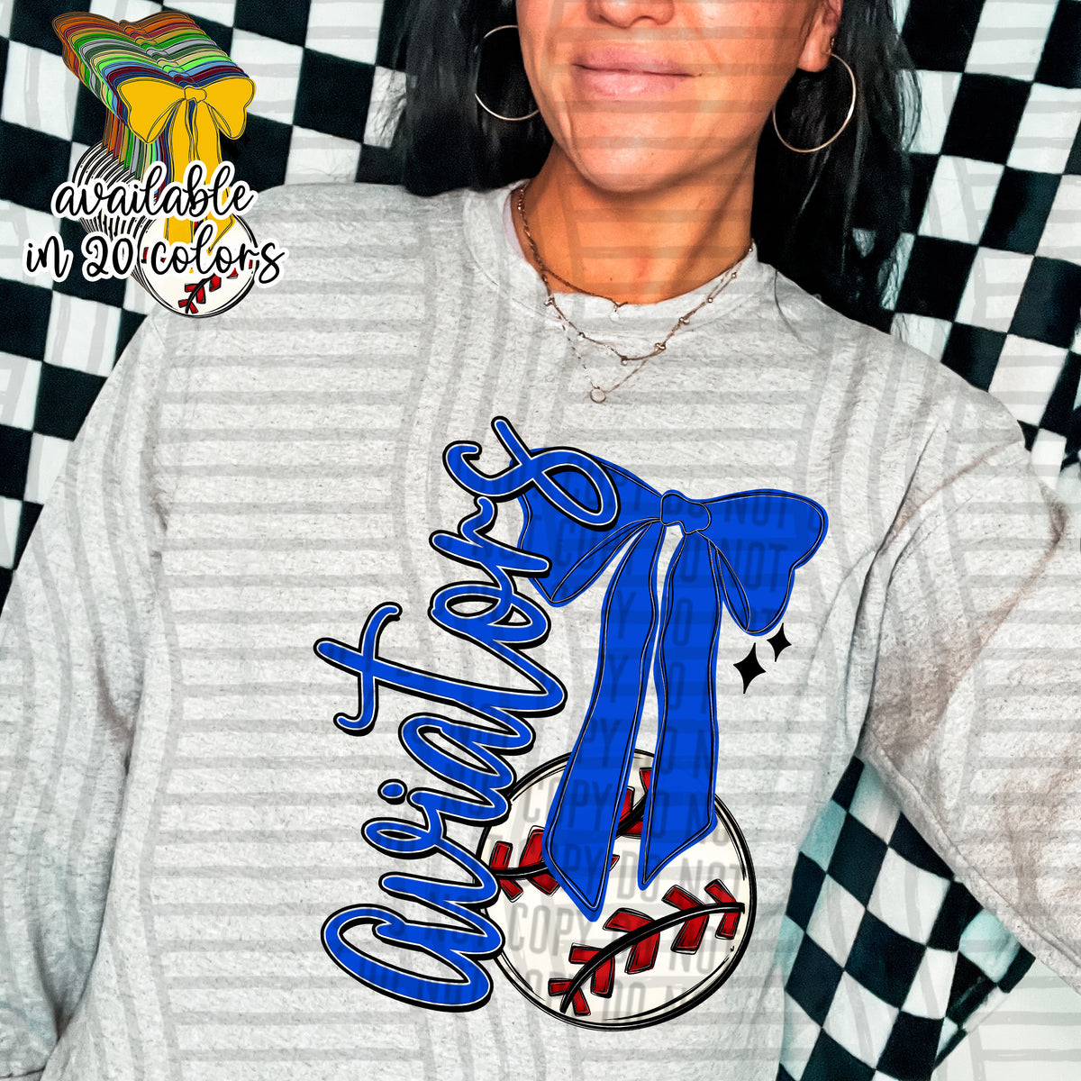Baseball bow blue Aviators (Caplinger) DTF Transfer