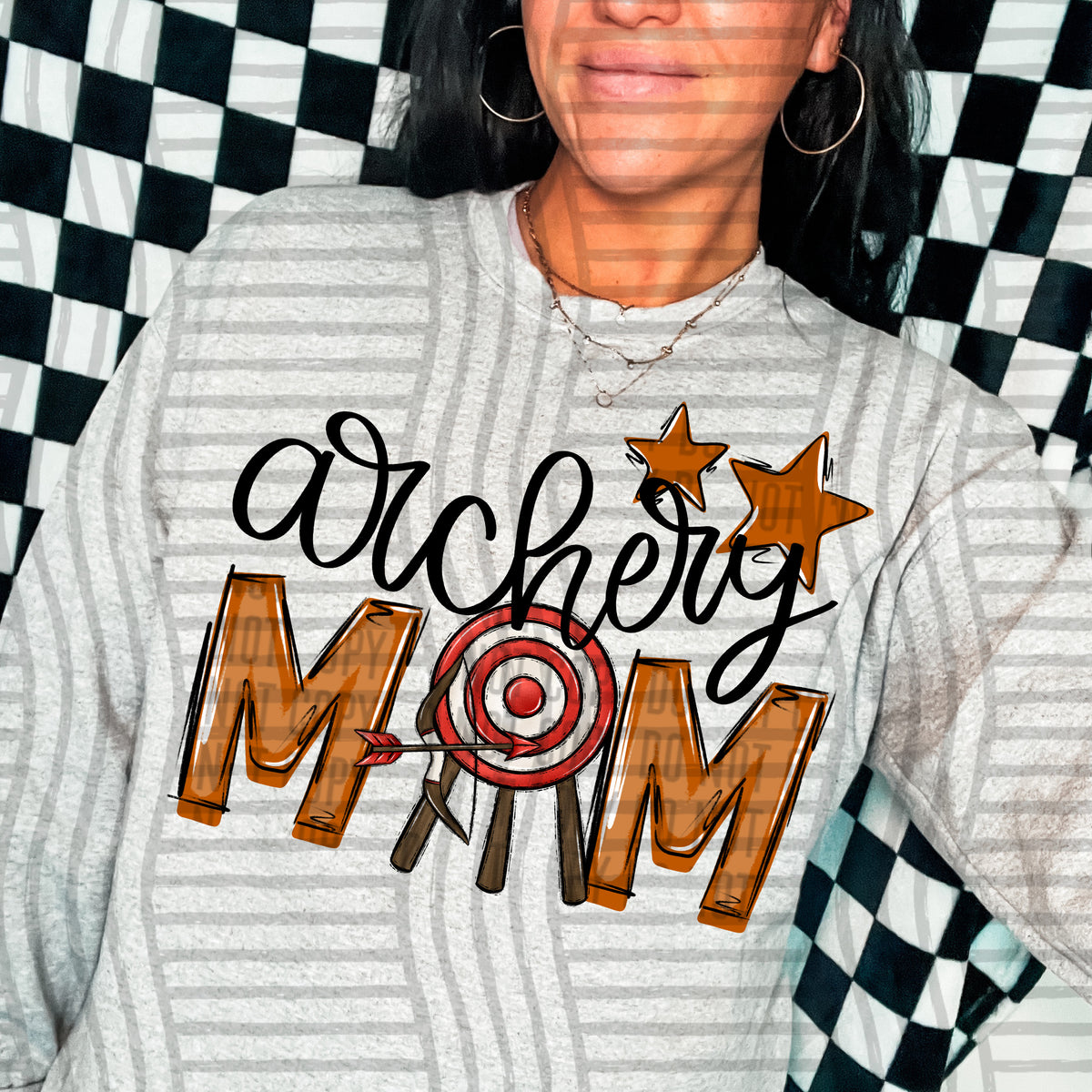 archery mom burnt orange stars (Caplinger) DTF transfer