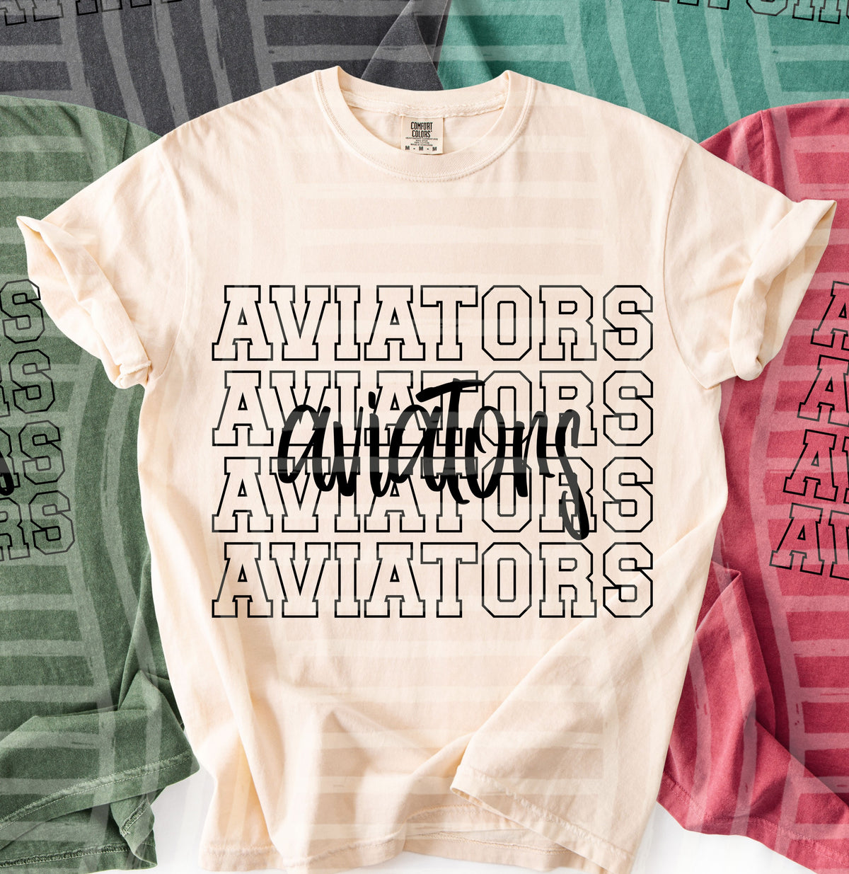 aviators simple stacked outlines (Caplinger) DTF Transfer
