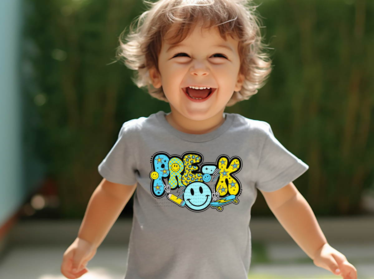 Pre-k retro happy face BOY 68650 DTF transfer