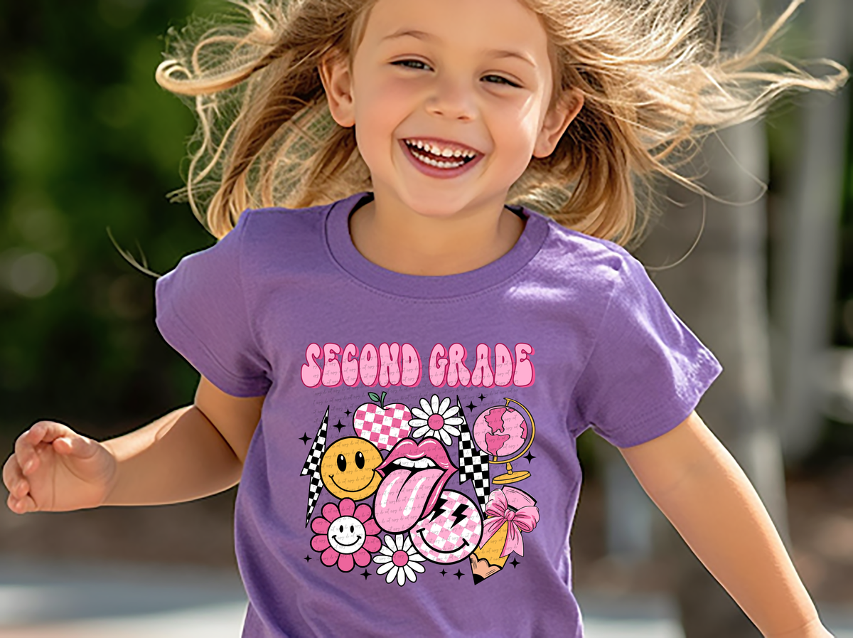Second grade retro PINK 68673 DTF transfer