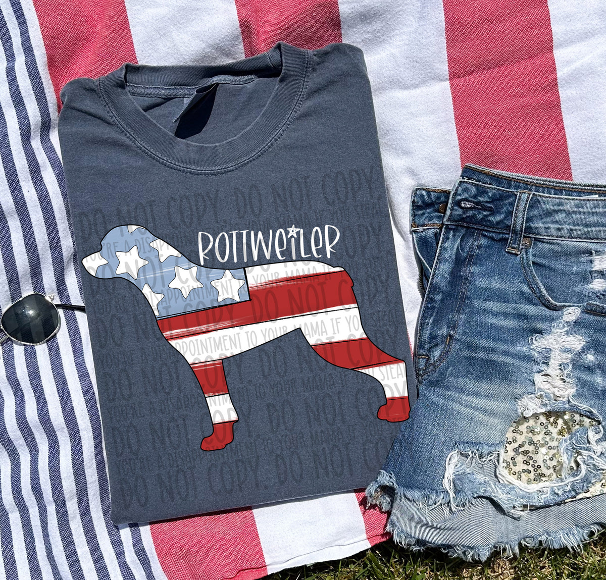 ROTTWEILER patriotic white font (SWD) DTF transfer