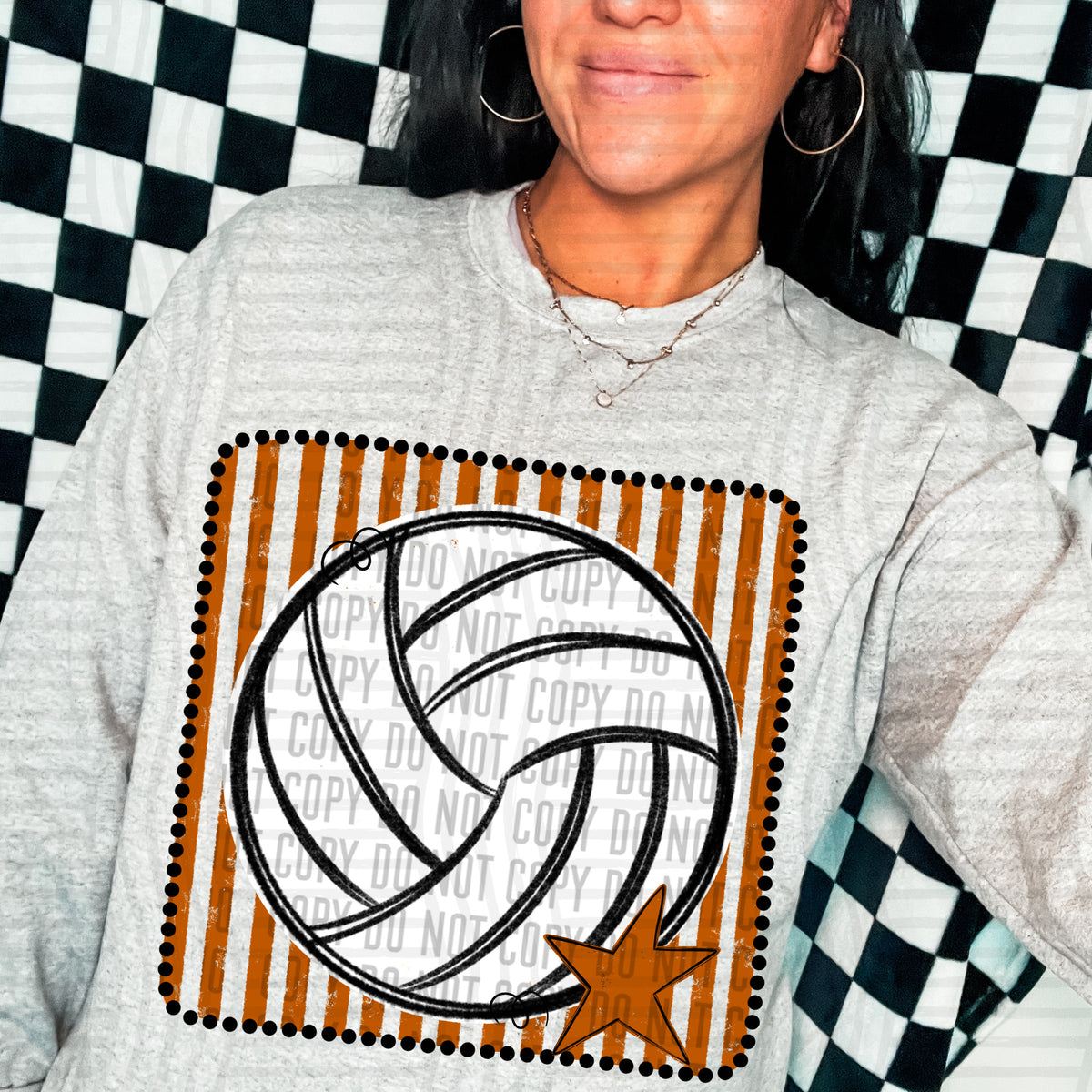 Volleyball burnt orange striped frame (Caplinger) DTF transfer