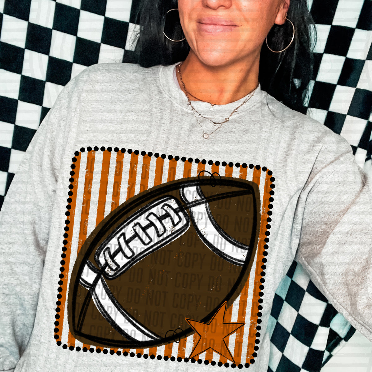 Football burnt orange striped frame (Caplinger) DTF transfer