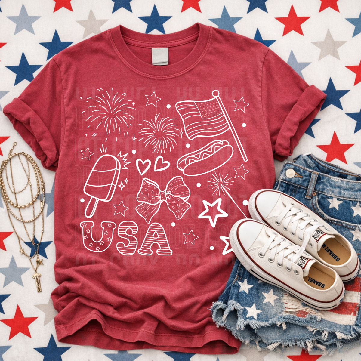 USA collage white (SBB) DTF Transfer