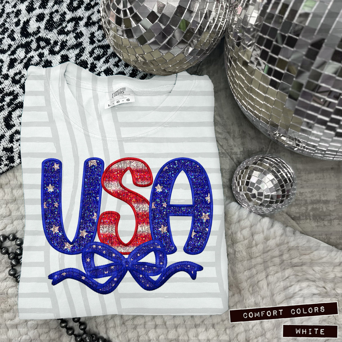USA Sparkles blue bow (Caplinger) 102776 DTF transfer