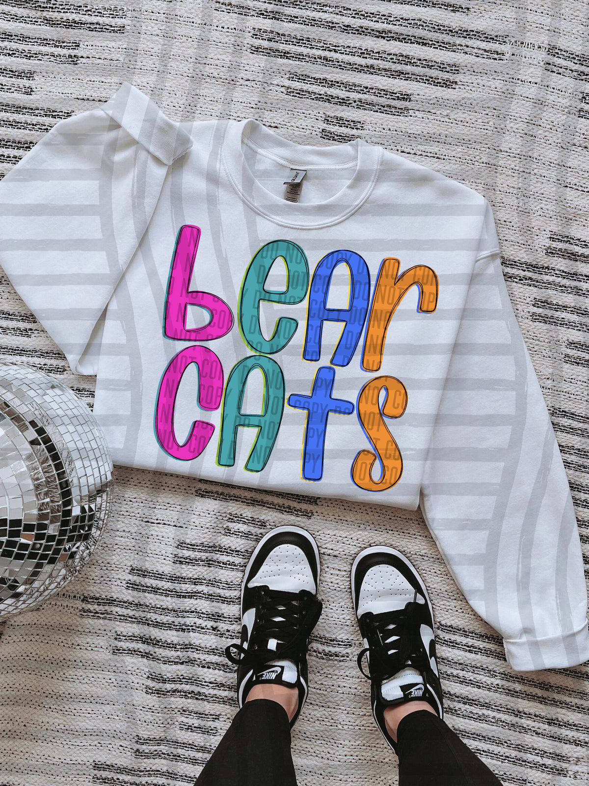green, blue, pink and orange bear cats stacked (Caplinger) DTF Transfer