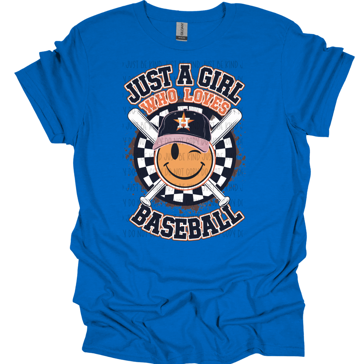 Just a girl who loves baseball checkered smiley (SSD) DTF transfer