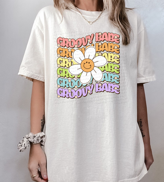 Groovy babe stacked with daisy 29898 DTF transfer