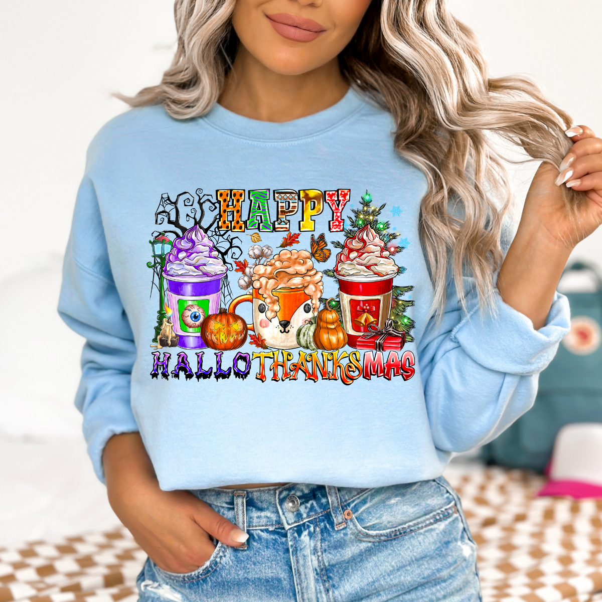 Happy HalloThanksMas Coffee (RD) DTF transfer