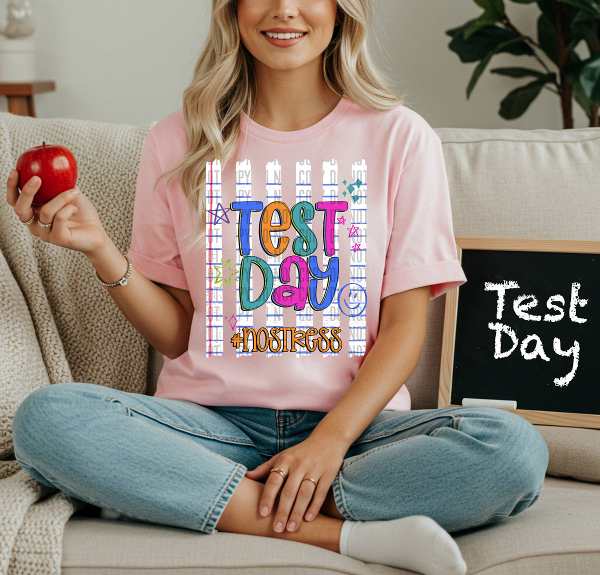 Test day multicolored happy face (Caplinger) DTF transfer
