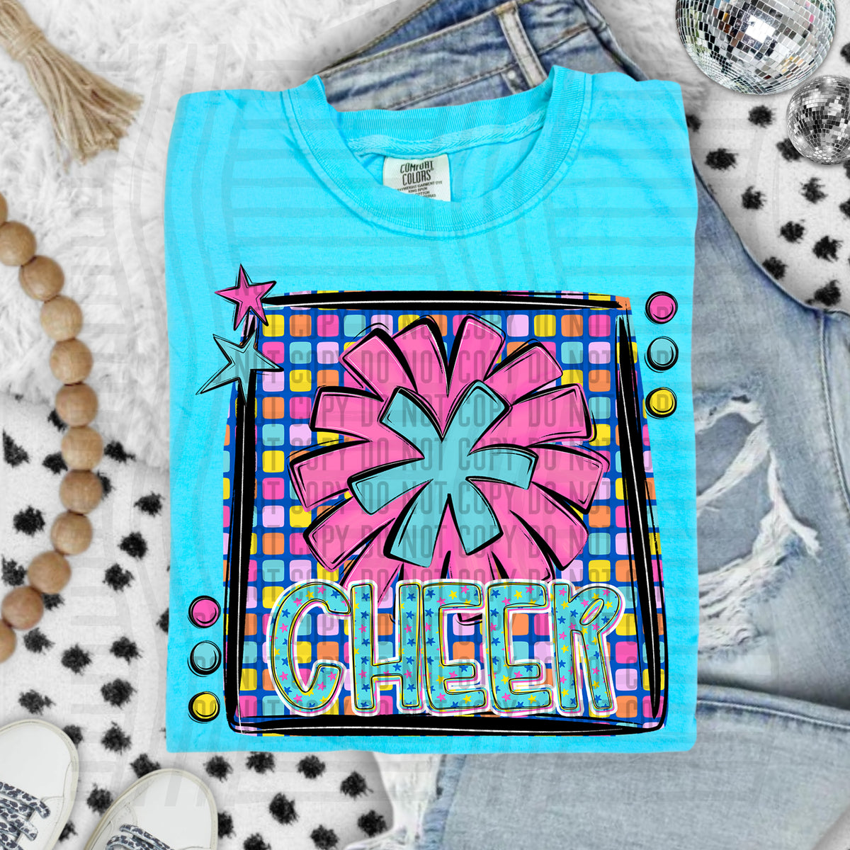 Bright checks cheer pom (Caplinger) DTF transfer