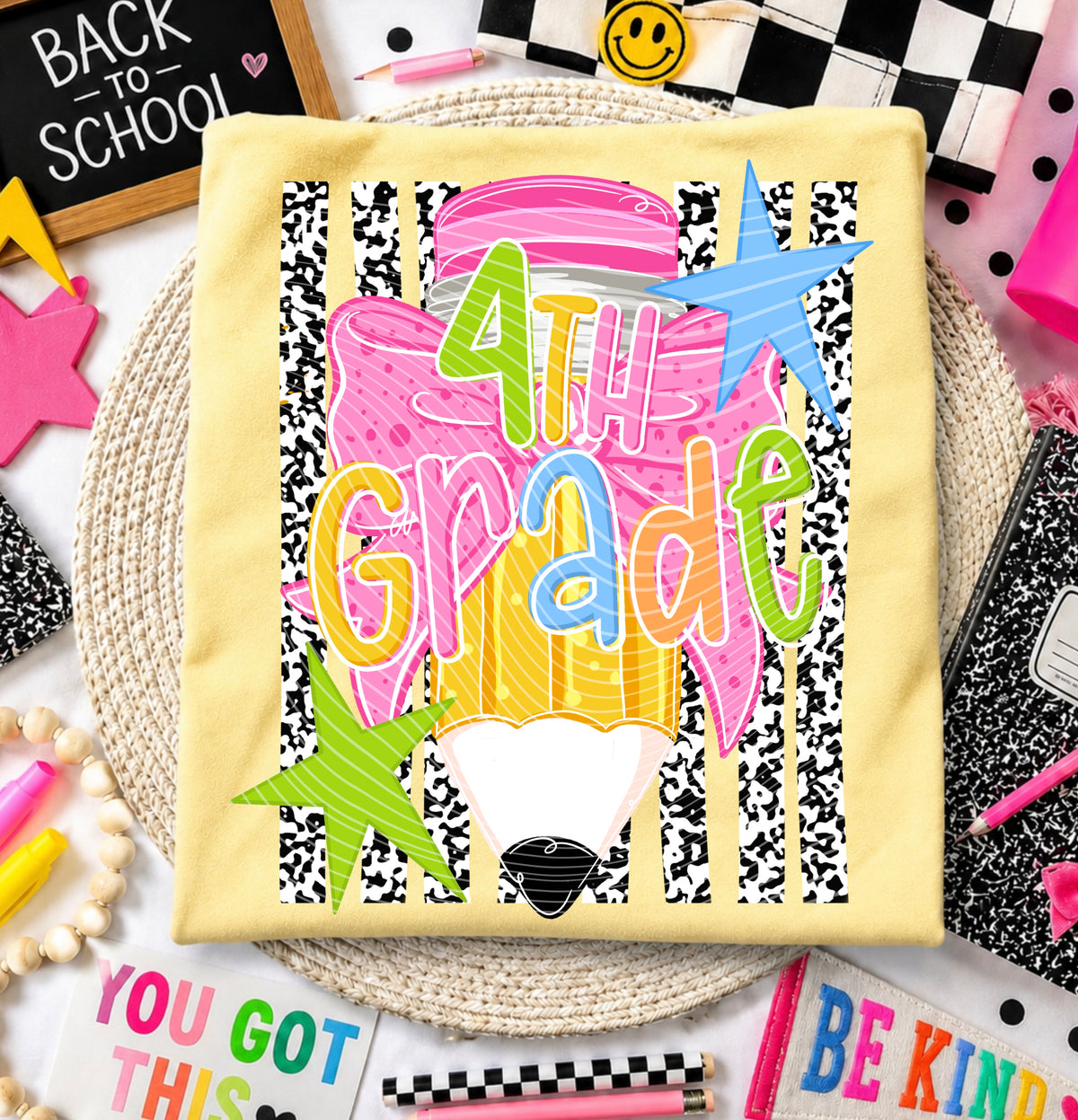 4th grade composition book stripes (AG) DTF Transfer