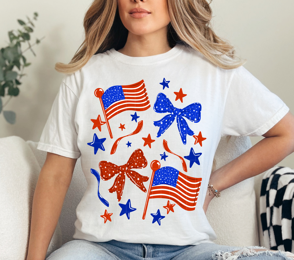 Flags with bows (40e) DTF Transfer