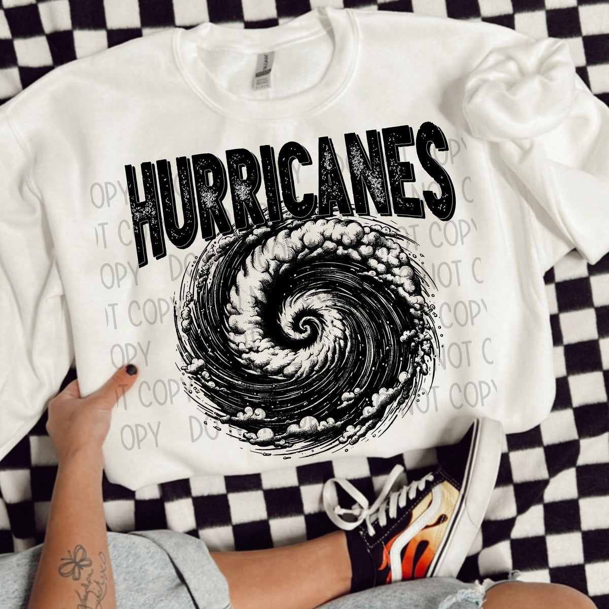 Hurricanes black/white outline DTF transfer